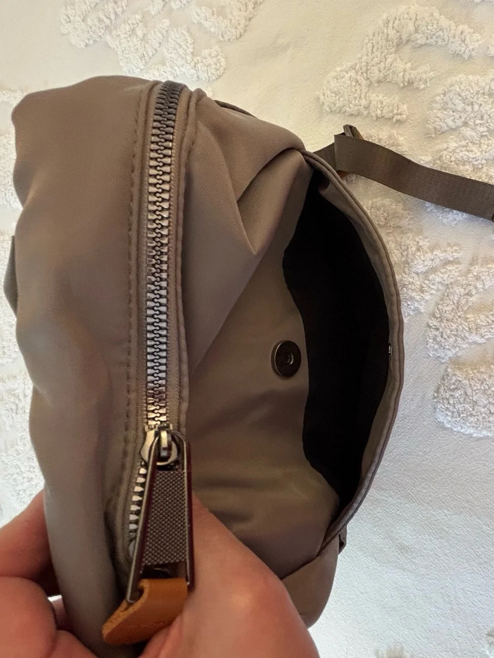 Dafuqi Backpack Taupe Gray Tan Faux Leather Silver Accents medium size NWT